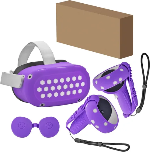 Vista 7 de VR AccessoriesSilicone face CoverShell CoverTouch Controller Grip CoverSilicone Handle Strap ComboProtective Lens Cover Compatible with Oculus Quest