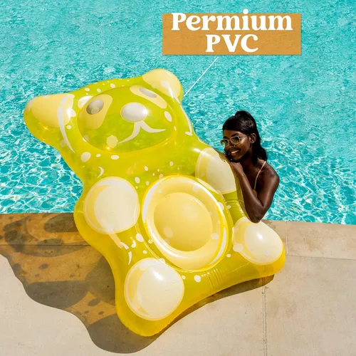 Vista 8 de SLOOSH Flotadores inflables de oso de goma de 60 pulgadas para piscina, divertidos flotadores para piscina, juguetes para decoración de fiesta