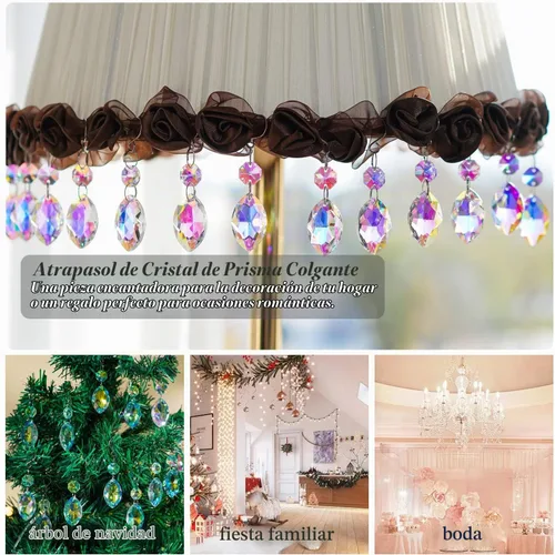 Vista 4 de 20 unidades de cristales de 38 mm para candelabro en forma de ojo de caballo, prismas de candelabro de cristal, cuentas de vidrio conectadas