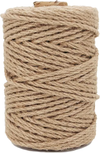 Vista 7 de Cordel de yute natural de 0.118 in de grosor, 656 pies, cuerda trenzada para manualidades, envoltura, agrupación, embalaje, jardinería, decoración