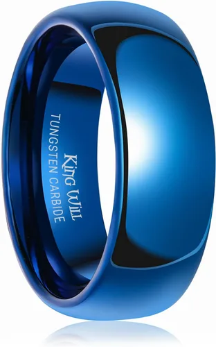 Vista 93 de King Will Alianza de boda de carburo de tungsteno para hombres y mujeres, anillos de promesa para parejas abovedados de alto pulido