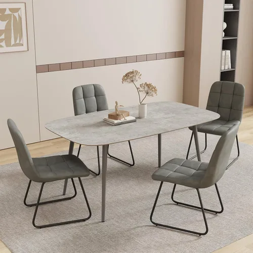 Vista 50 de HIPIHOM Mesa de comedor moderna de granja de 47.2 pulgadas, mesa de comedor rectangular de madera con patas de metal para 4 personas para comedor