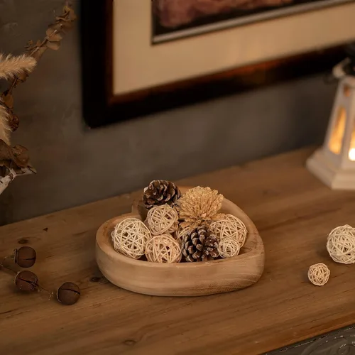 Vista 2 de Hanobe Tazón decorativo de madera en forma de corazón de 10 "para