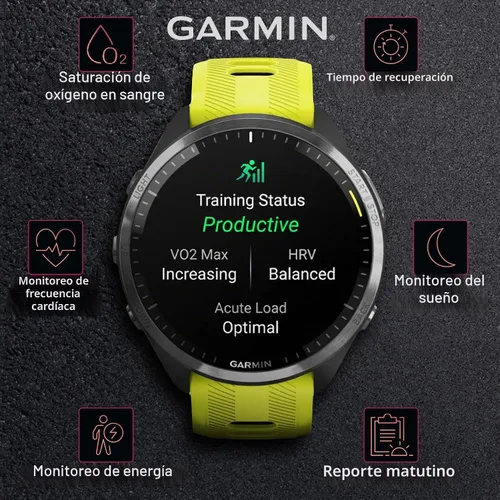 Vista 5 de Garmin Forerunner 965 Premium Reloj inteligente para correr y triatlón de 47 mm con pantalla táctil AMOLED, bisel de titanio DLC gris carbón y Amp