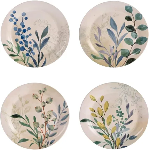 Vista 18 de Bico Blossom Symphony - Juego de 4 platos de ensalada de 8.75 pulgadas de cerámica, platos de postre para ensalada, aperitivo, guarniciones, aptos