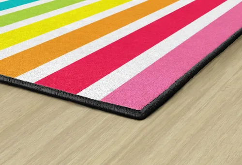 Vista 4 de Flagship Carpets Hello Sunshine - Alfombra de área para aula, diseño de rayas de arco iris brillante, para aprendizaje en interiores o dormitorio