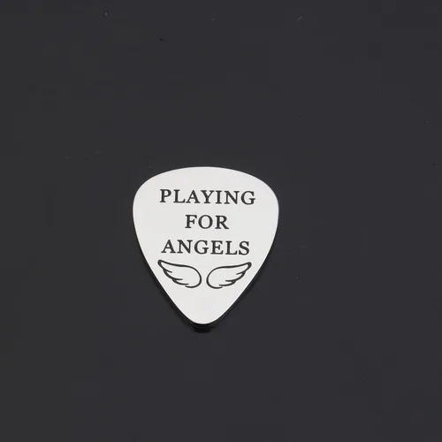 Vista 4 de CENWA Regalo conmemorativo para hijo tocando para ángeles, púa de guitarra, regalo de recuerdo en memoria de la pérdida del músico de un ser querido