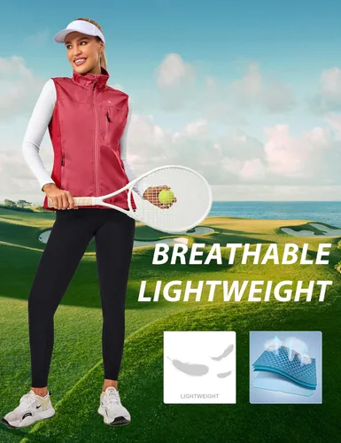 Vista 4 de Little Donkey Andy Chaleco Softshell ligero a prueba de viento para mujer, para golf, tenis, correr, ciclismo