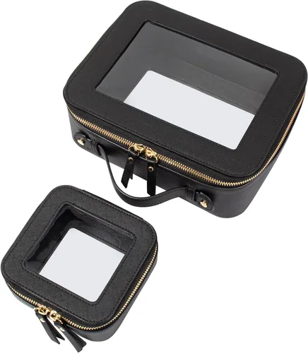 Vista 23 de LETGO Bolsas de Maquillaje Transparentes, Bolsa de Aseo Aprobada por la TSA con Cierre, Organizador de Maquillaje Transparente de Gran Capacidad