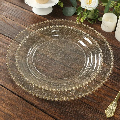Vista 51 de Efavormart - Paquete de 10 platos de postre de plástico transparente rubor con borde de cuentas, platos redondos desechables para ensalada, 8