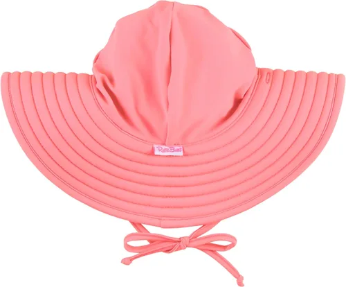 Vista 23 de RuffleButts® - Sombrero de playa con visera ancha y protección solar UPF 50+ para bebés y niñas 80% Nylon 20% Spandex, Reversible Polka Dots Banana
