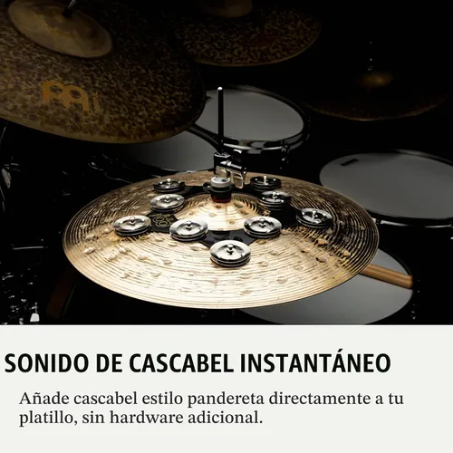 Vista 2 de Pandereta Super Flex Hihat de efecto de cascabeles con 10 pares de sonajas de acero inoxidable — NO FABRICADA EN CHINA — Marco delgado flexible