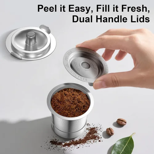 Vista 5 de Cápsulas K reutilizables para Keurig: Cápsulas K recargables de acero inoxidable completo, filtro de café reutilizable para máquinas de café Keurig