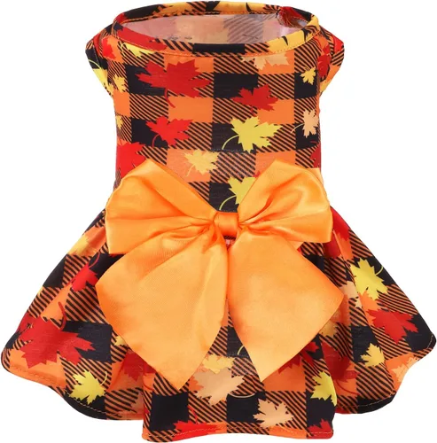 Vista 8 de PUPTECK Vestido estampado para perro, ropa para mascotas para el 4 de julio con lindo corbatín para cachorros, bandera, XS Estilo americano