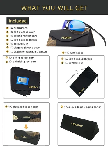 Vista 5 de MOORAY - Lentes de sol polarizados para hombre, protección frente a radiación UV, lentes de sol de moda para hombre, para pesca