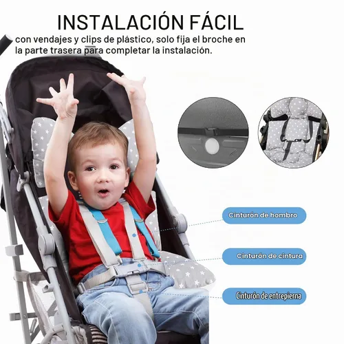 Vista 3 de Forro de asiento de bebé para cochecito, suave y transpirable, cojín universal de malla de aire 3D de algodón para cochecito de bebé