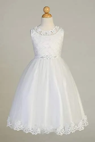 Vista 4 de Vestidos de Primera Comunión para Niñas 7-16 Vestido de Santa Comunión Blanco Vestidos de Primera Comunión para Niñas Plus