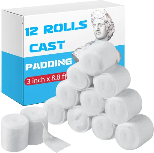 Vista 8 de Nuanchu 12 rollos de tela de yeso acolchado de algodón médico, 2 pulgadas x 8.8 pies
