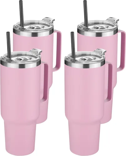 Vista 24 de Hasle Outfitters - Vaso de acero inoxidable de 40 onzas con asa, juego de vasos térmicos aislados al vacío, taza de viaje reutilizable de doble