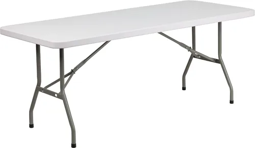 Vista 7 de Flash Furniture Park - Mesa plegable bi-fold de plástico de ratán marrón de 6 pies de grado comercial