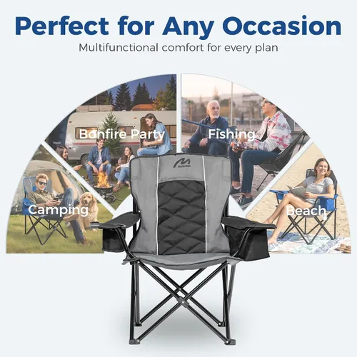 Vista 8 de Silla de camping acolchada de gran tamaño, capacidad de 450 libras