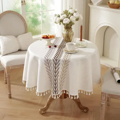 Vista 15 de Laolitou - Mantel para mesa de comedor, mantel rústico estilo de granja para cocina y mesa auxiliar, tela de lino de algodón, manteles rectangulares