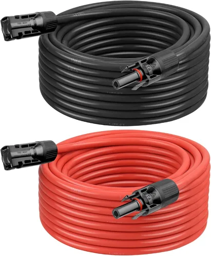 Vista 10 de Cable de Extensión Solar de 8 AWG 3 Pies Negro + 3 Pies Rojo, Cable de Panel Solar de Calibre 8 Macho a Hembra Alambre de Cobre Estañado para Panel