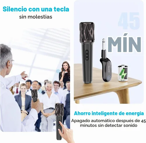 Vista 4 de ZOWEETEK Juego de micrófono de karaoke dinámico de mano dual inalámbrico