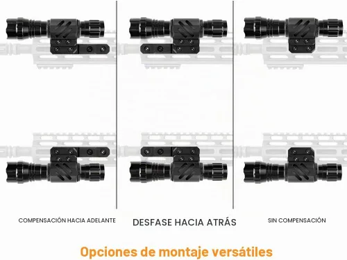 Vista 5 de Feyachi mlok - Soporte de anillo para linterna offset para sistema de riel Mlok, 2 insertos de montaje incluidos para linterna de 1.063 in, 1.000