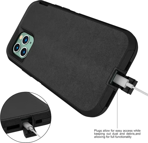Vista 5 de MXX Funda resistente hecha para iPhone 11 Pro Max (no incluye protector de pantalla) 3 capas de protección de cuerpo completo a prueba de golpes