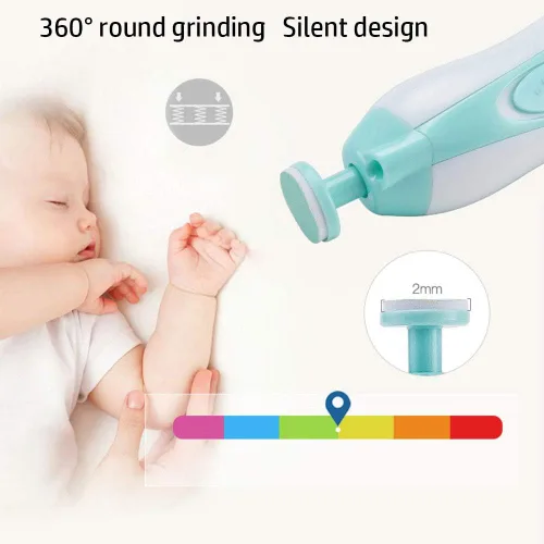 Vista 4 de Limpiador de uñas para bebés – Kit de cortaúñas eléctrico seguro – recortador de uñas para recién nacido o para niños y niñas de los pies – funciona