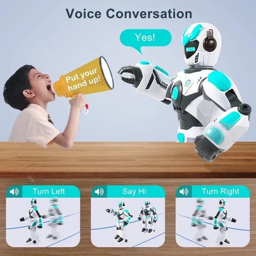 Vista 4 de HPROMOT Robot de juguete RC para niños, robot de control remoto, sensor de gestos inteligente, recargable y programable, robot para caminar, bailar