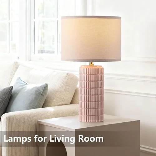 Vista 6 de Juego de 2 lámparas de mesa modernas de cerámica, lámpara de noche para decoración de dormitorio, lámpara de mesita de noche con 3 temperaturas