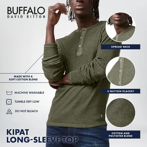 Vista 4 de Buffalo David Bitton Henley de manga larga para hombre