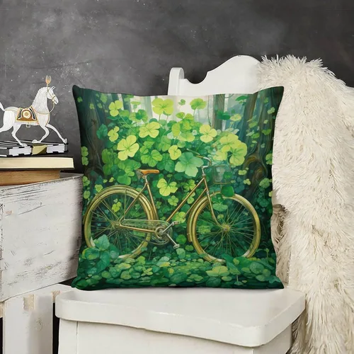 Vista 17 de Funda de cojín de terciopelo verde con diseño de trébol de granja, fundas decorativas para sala de estar, fundas de almohada cuadradas decorativas