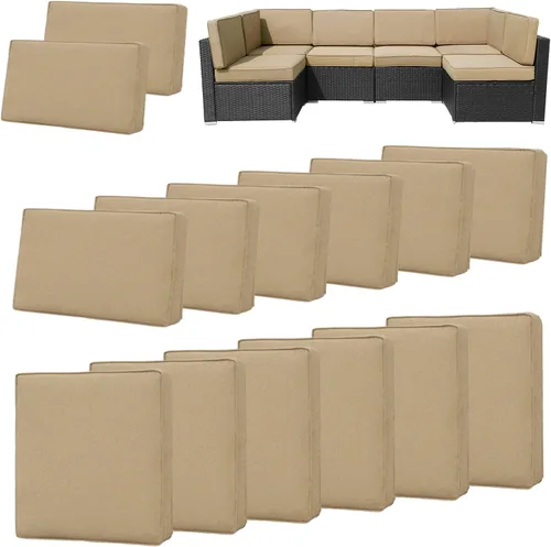 Vista 10 de 14 Piezas Fundas de Cojines para Patio Reemplazo Fundas de Cojines para Sofá de Exterior A Prueba de Salpicaduras Juego de Fundas para Sofá
