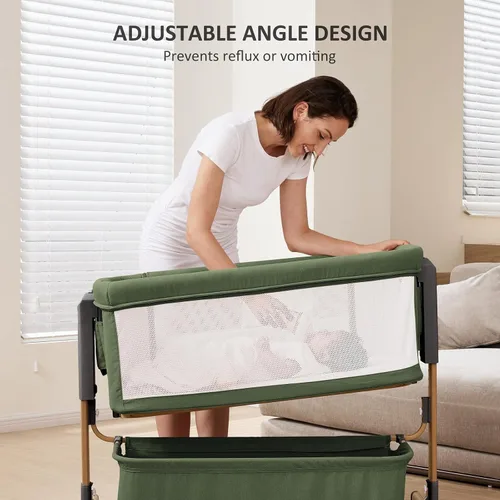 Vista 5 de Cuna de bebé 3 en 1, cuna con balanceo, cuna para el costado de la cama, 6 alturas ajustables, cuna para el costado de la cama, cuna para el costado