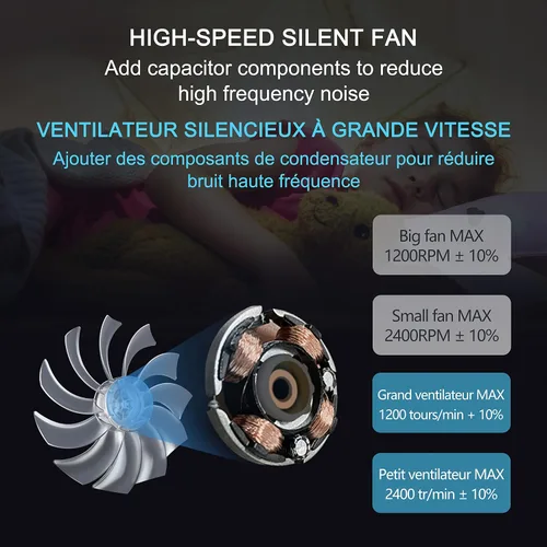 Vista 4 de TopMate refrigerador para laptop gamer de 12-15.6 pulgadas, cinco ventiladores silenciosos y pantalla LCD, fuerte velocidad de viento de 2500 RPM