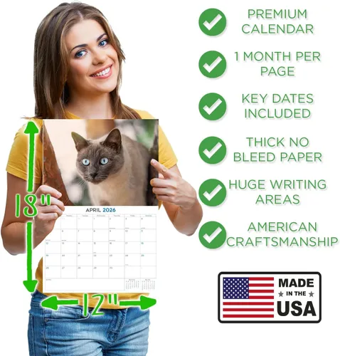Vista 552 de Calendario de grises africanos 2025 2026 – Planificador mensual de pared de aves africanas – 12 x 18 pulgadas (abierto), calendario de pared