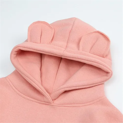 Vista 4 de Sudadera con capucha para niños de 0 a 4 años, sudadera con capucha y bolsillo para invierno, color liso, cómoda