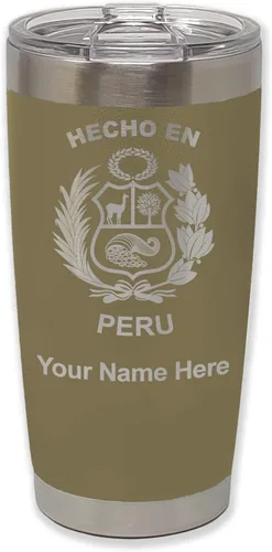 Vista 36 de LaserGram Vaso aislado al vacío de 20 onzas, hecho en Perú, grabado personalizado incluido (negro)