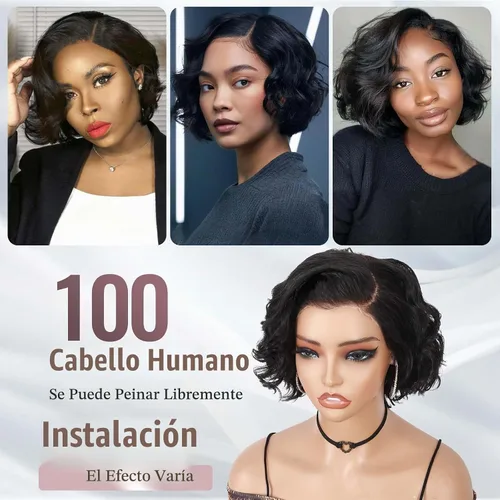 Vista 6 de WIGER - Pelucas de cabello humano rizado con encaje frontal, precortadas