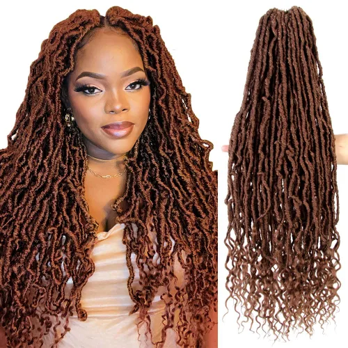 Vista 21 de BOHOBABE Rastas Sintéticas de Ganchillo de 10 Pulgadas, Rastas de Ganchillo Suaves Boho con Puntas Rizadas, Rastas Cortas de Diosa Bohemia de 1#