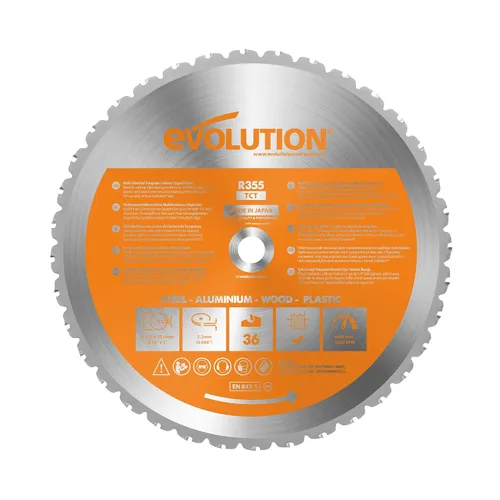 Vista 5 de Evolution Power Tools RAGE230BLADE - Cuchilla TCT multimaterial para sierras, corta acero suave, aluminio, plásticos y madera, 9 pulgadas