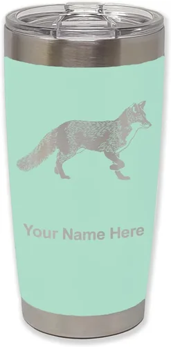 Vista 36 de LaserGram Vaso aislado al vacío de 20 onzas, zorro, grabado personalizado incluido (negro)