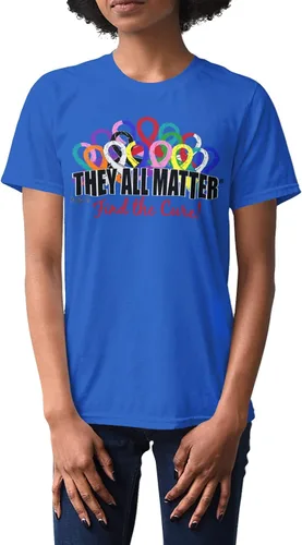Vista 8 de Camiseta con cintas de concientización sobre el cáncer con texto en inglés «They All Matter Find The Cure» Negro