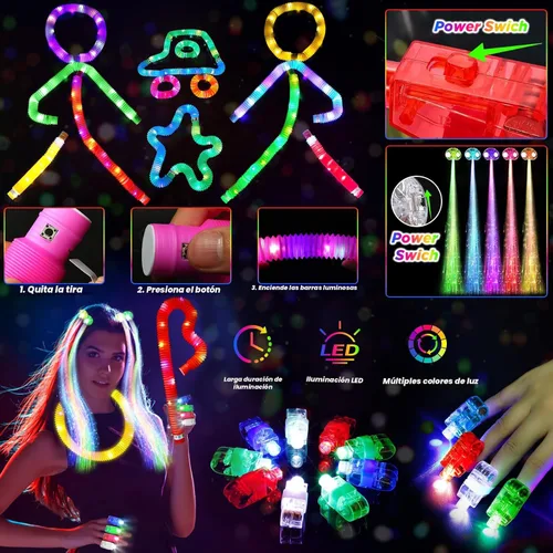 Vista 3 de SHQDD Suministros de fiesta, recuerdos de fiesta que brillan en la oscuridad para adultos y niños, 27 accesorios de carnaval, 56 juguetes con luz