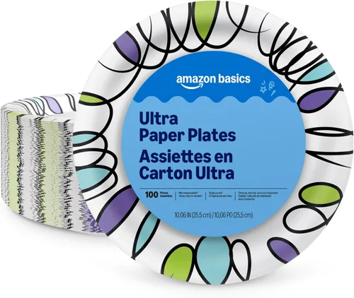 Vista 9 de Amazon Basics Ultra - Platos de papel, 8.62 pulgadas, desechables, 64
