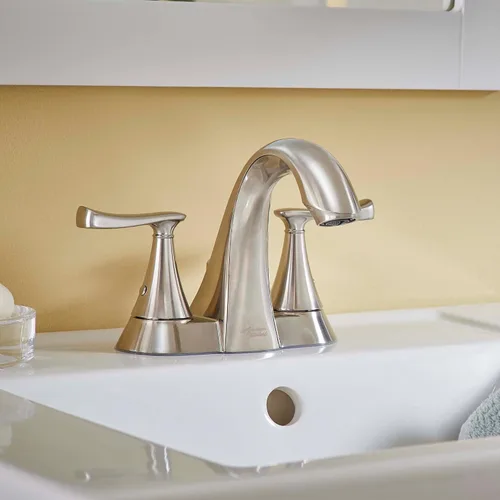 Vista 4 de American Standard 7413201.295 Chatfield - Grifo de baño con 2 manijas y centro de 4 pulgadas, 1.2 GPM, níquel cepillado