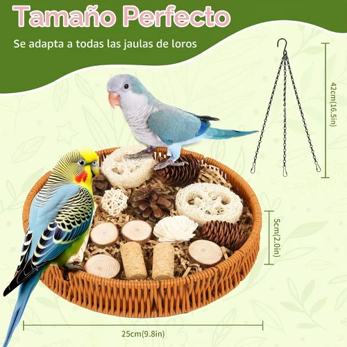 Vista 7 de Juguetes para pájaros Juguetes naturales para aves que forrajan